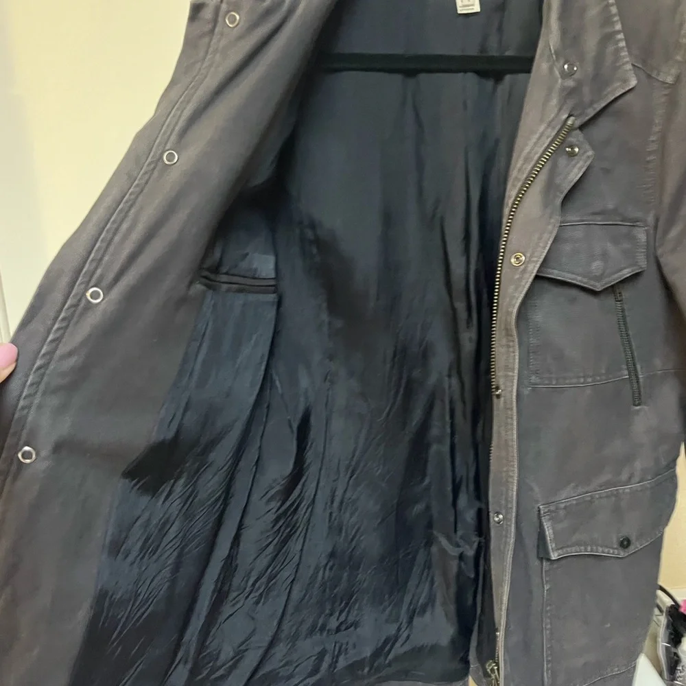 REISS Elbow Canvas Utility Military Jacket Biker 4 Pocket Men's Gray - Picture 6 of 11